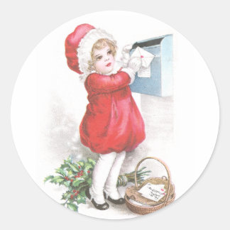Sticker Rond Lettres d'affichage de filles Noël vintage