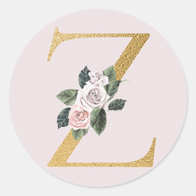 Sticker Rond Lettres d'autocollant rose de printemps Z (Devant)