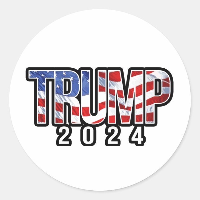 Sticker Rond Lettres de bloc patriotique Trump 2024 (Devant)