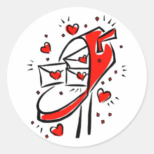 Sticker Rond lettres de boîte aux lettres coeur contours amour