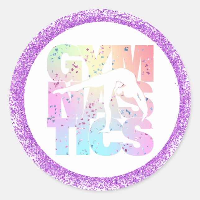 Sticker Rond Lettres de gymnastique Confetti avec Parties scint (Devant)