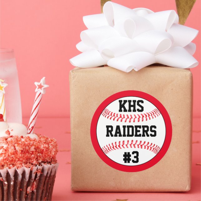 Sticker Rond Lettres de l'école de baseball, nom de l'équipe et (Fête)