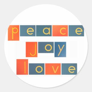 Sticker Rond Lettres de papier sablé d'AMOUR de JOIE de PAIX