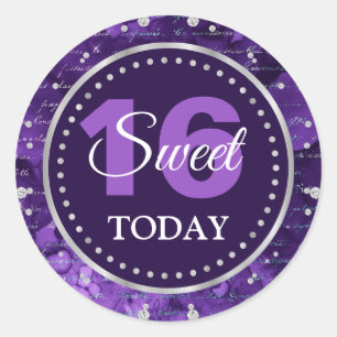 Sticker Rond Lettres de Sirène Violette Motif & Paillettes Swee