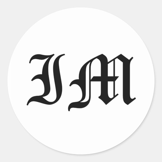 Sticker Rond Lettres IM Ancien texte anglais sur Arrière - plan (Devant)