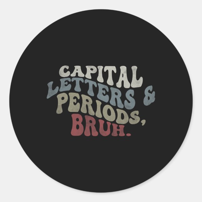 Sticker Rond Lettres Majuscules Et Points Bruh  (Devant)