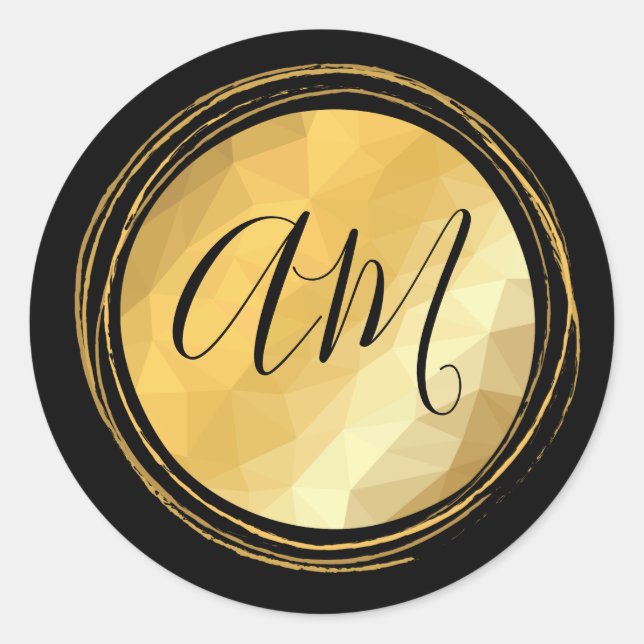 Sticker Rond Lettres monographiques personnalisées à cadre méta (Devant)