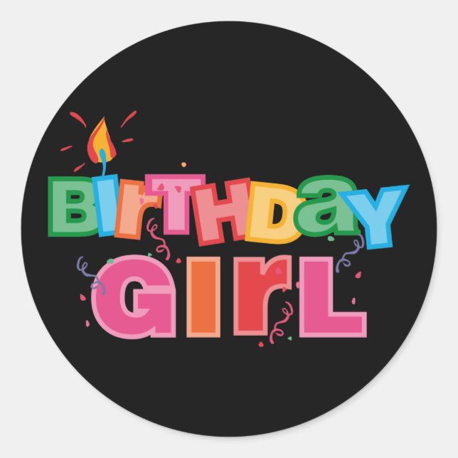 Sticker Rond Lettres pour fille d'anniversaire (Devant)