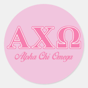 Sticker Rond Lettres roses d'Omega de Chi d'Alphi