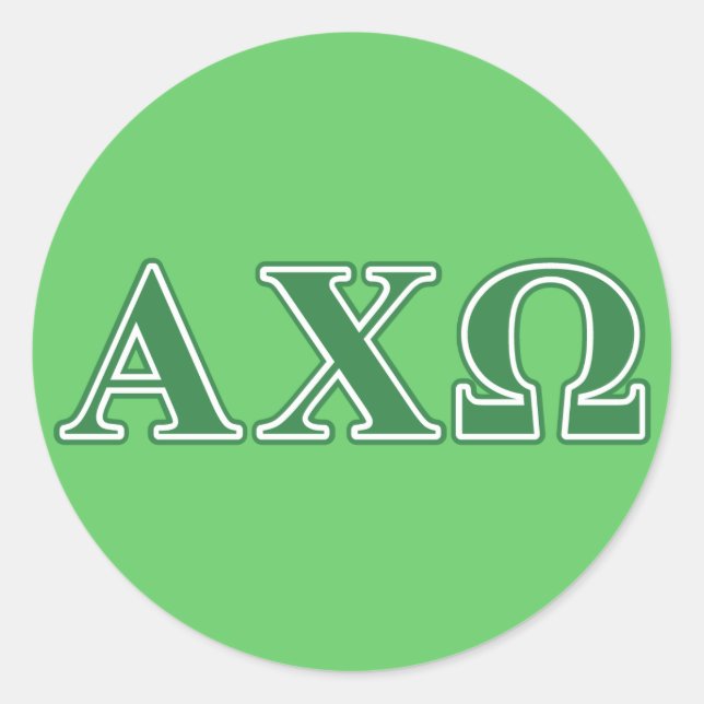 Sticker Rond Lettres vertes d'Alphi Chi Omega (Devant)