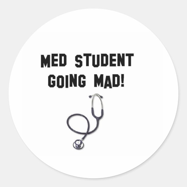 Sticker Rond l'étudiant en médecine devient fou (Devant)