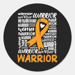 Sticker Rond Leucémie Cancer du Sang Guerrier Orange Ribbon Lau