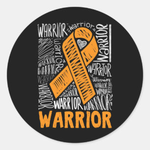 Sticker Rond Leucémie Cancer du Sang Guerrier Orange Ribbon Lau