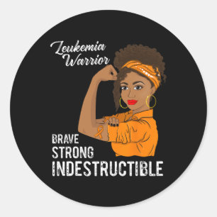Sticker Rond Leucémie Guerrier Indestructible Cancer Survivant 