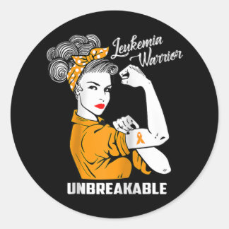 Sticker Rond Leucémie Guerrier Indestructible Conscience Don Te