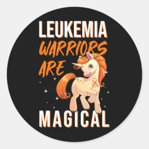 Sticker Rond Leucémie guerrier Magique Unicorne Orange Ruban He