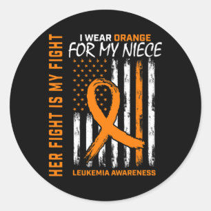 Sticker Rond Leucémie orange Conscience du cancer Nièce América