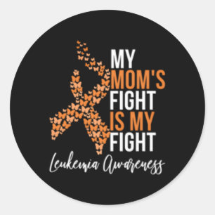 Sticker Rond Leucémie Orange Ruban Papillon Maman'S Fight Is My