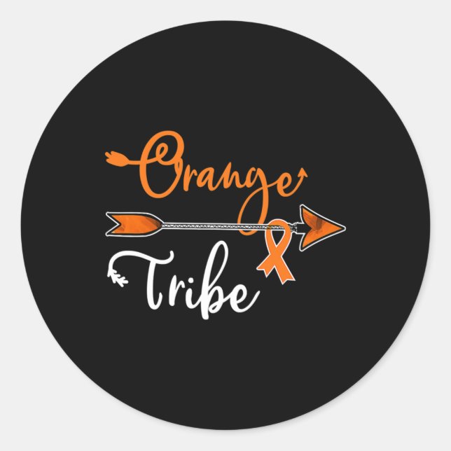 Sticker Rond Leucémie rénale Cancer Sensibilisation Orange Ribb (Devant)