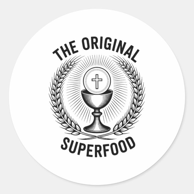 Sticker Rond L'eucharistie superaliment originale catholique M  (Devant)