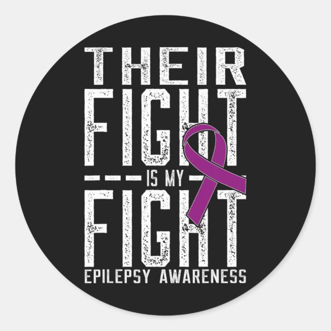 Sticker Rond Leur combat est mon combat Epilepsie de combat (Devant)