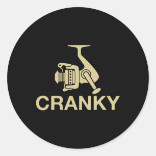Sticker Rond Leurre de pêche vintage Crankit Cranky drôle de pê