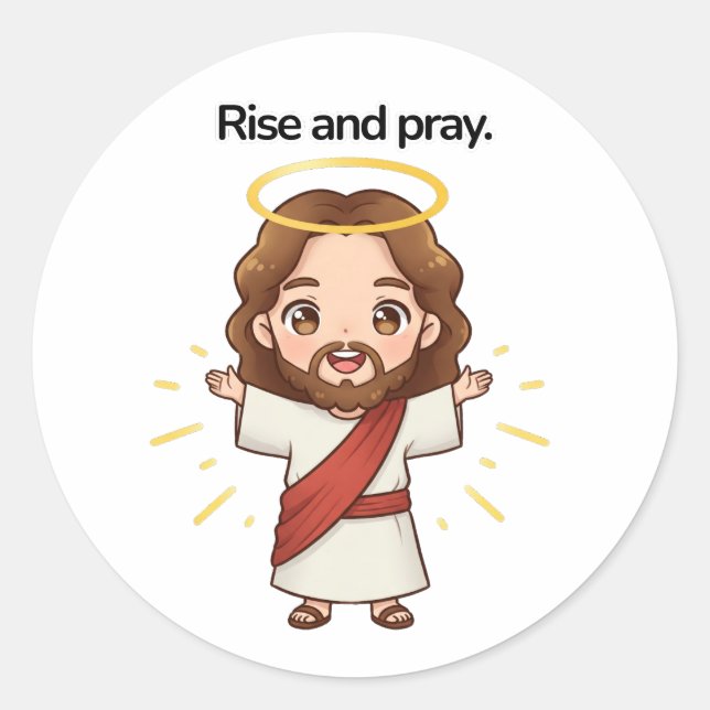 Sticker Rond Lève-toi et prie - Jésus réagit (Devant)