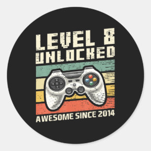 Sticker Rond Level 8 Awesome 2014 Video Game 8th Birth