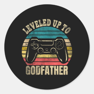 Sticker Rond Leveled Jusqu'Au Parrain Vidéo Gamer Jeu 1
