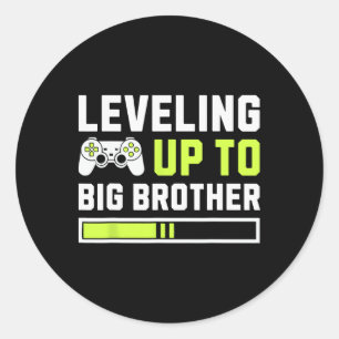 Sticker Rond Leveling Jusqu'À Big Brother - Amusant Joueur Pour