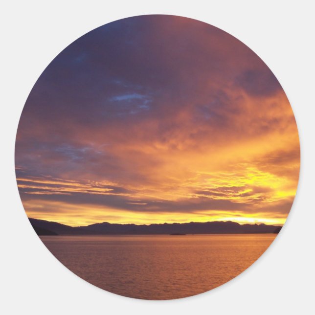 Sticker Rond Lever de soleil incroyable (Devant)