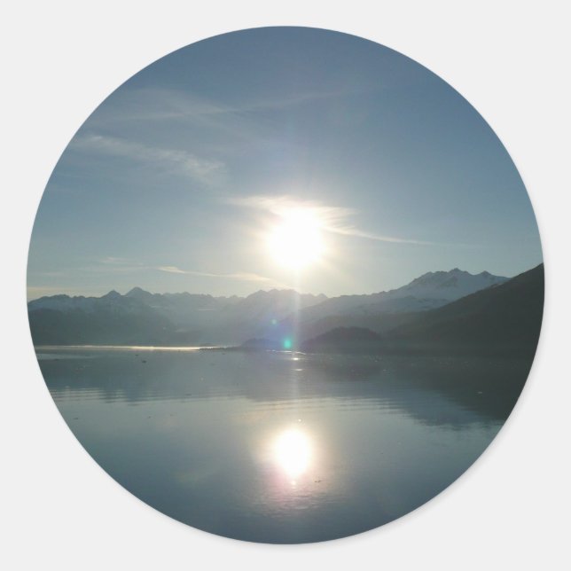 Sticker Rond Lever de soleil sur College Fjord Alaska Photograp (Devant)