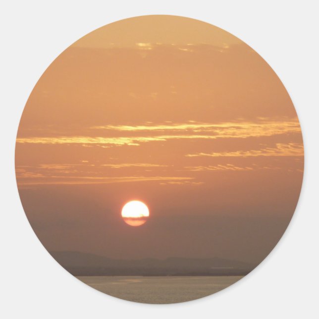 Sticker Rond Lever de soleil sur la mer des Caraïbes Aruba I (Devant)