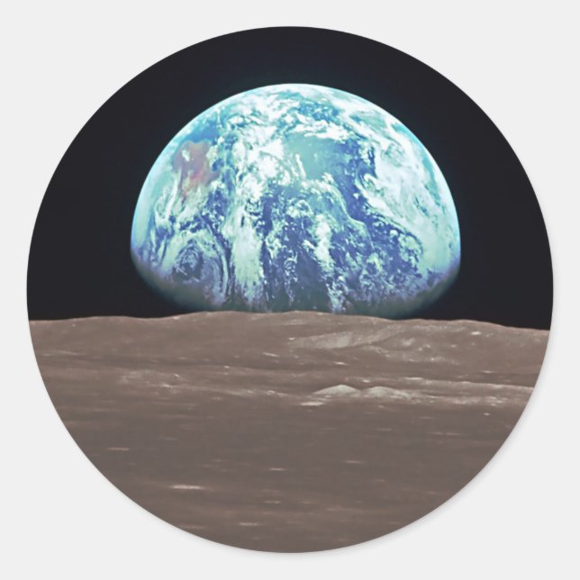 Sticker Rond Lever de terre de la Lune (Devant)