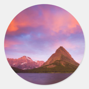 Sticker Rond Lever du soleil sur Glacier