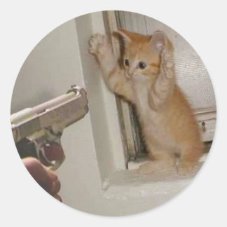 Sticker Rond Levez Les Mains !