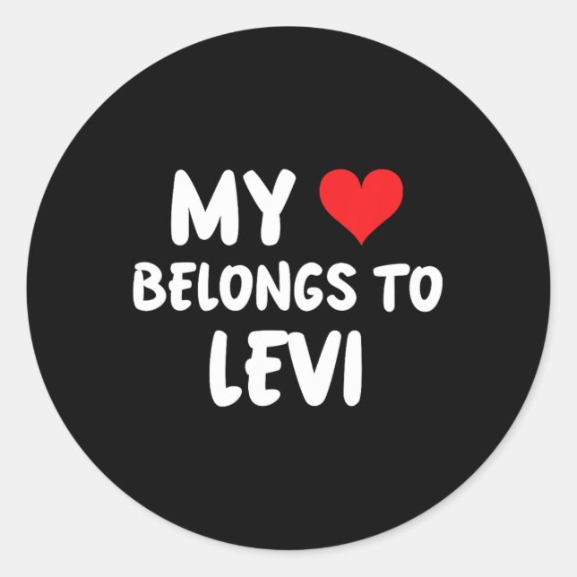 Sticker Rond Lévi - Mon cœur appartient à Lévi - Amour  (Devant)