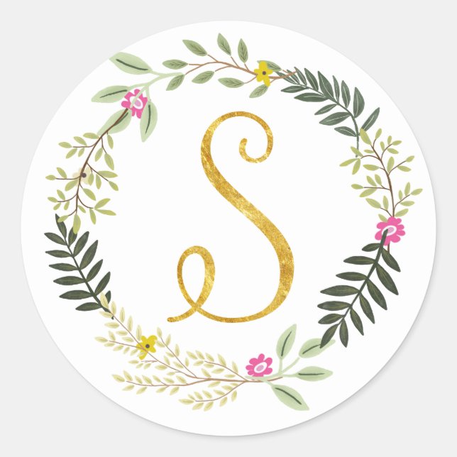 Sticker Rond Levier Monogramme Or S (Devant)