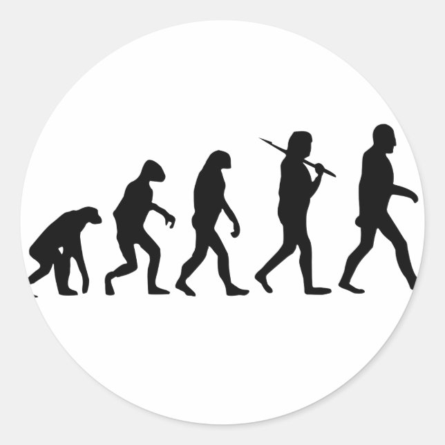 Sticker Rond L'évolution de l'homme (Devant)
