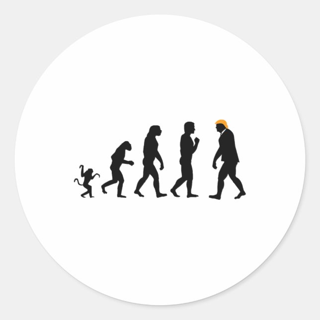 Sticker Rond L'évolution de Trump résiste à l'drôle Donald Trum (Devant)