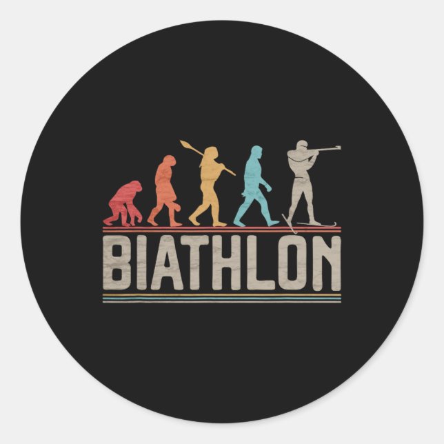 Sticker Rond L'Évolution Du Biathlon Cible Tir Xc Skiin (Devant)