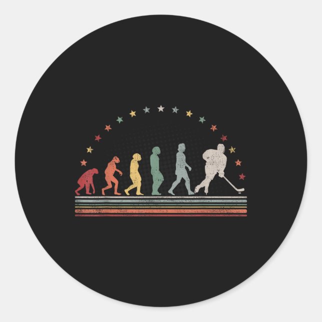 Sticker Rond L'évolution du hockey sur gazon Retro Hommes de ho (Devant)