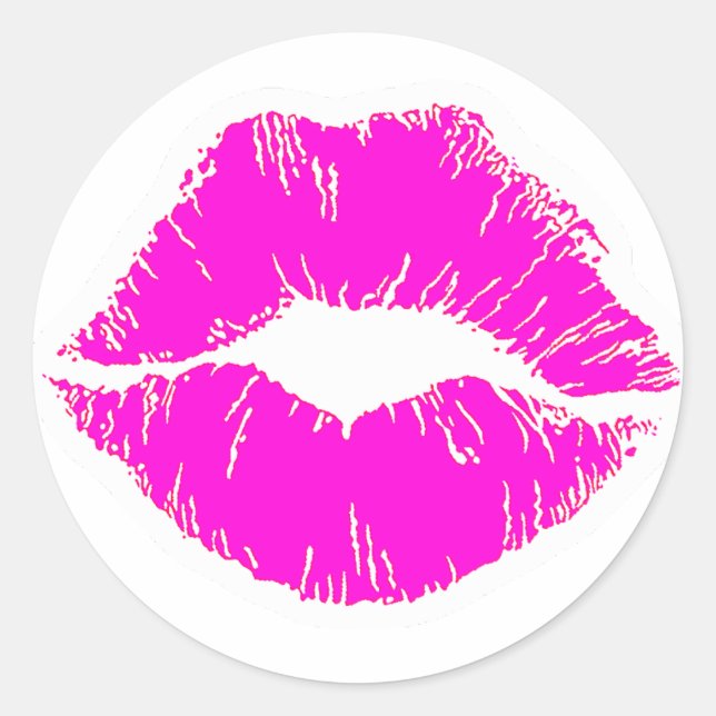 Sticker Rond Lèvres baiser rose rouge à lèvres maquillage beaut (Devant)