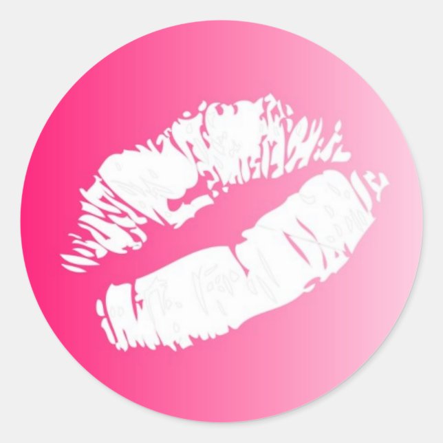 Sticker Rond Lèvres blanches blanches roses lissées smooch bais (Devant)