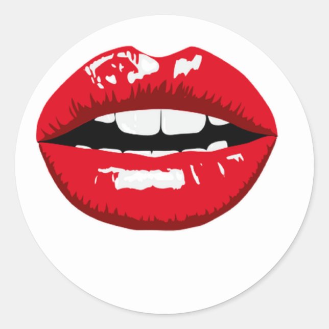 Sticker Rond Lèvres brillantes rouges (Devant)