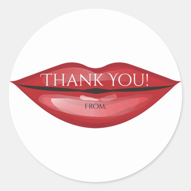 Sticker Rond Lèvres Brillantes Rouges Baiser Chic Moderne Glam  (Devant)