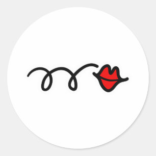 Sticker Rond Lèvres de rouge de baiser