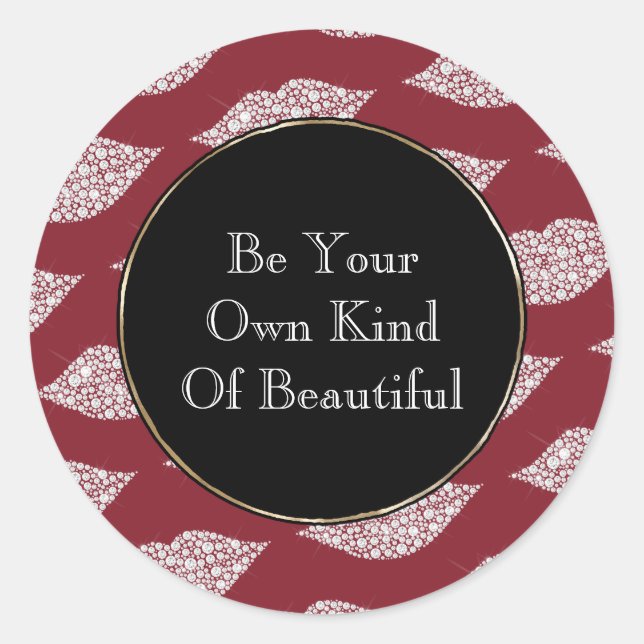 Sticker Rond Lèvres Diamond Blanc Rouge (Devant)