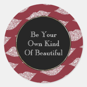 Sticker Rond Lèvres Diamond Blanc Rouge