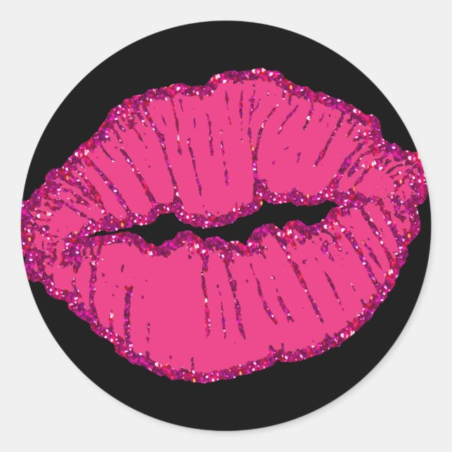 Sticker Rond lèvres pailletées roses (Devant)
